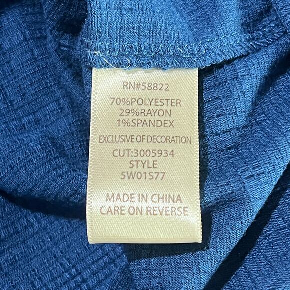 Max Studio 2X Cobalt Lace Yoke Peasant Top NWT Boho Short Sleeve Blouse Tunic - Picture 7 of 8